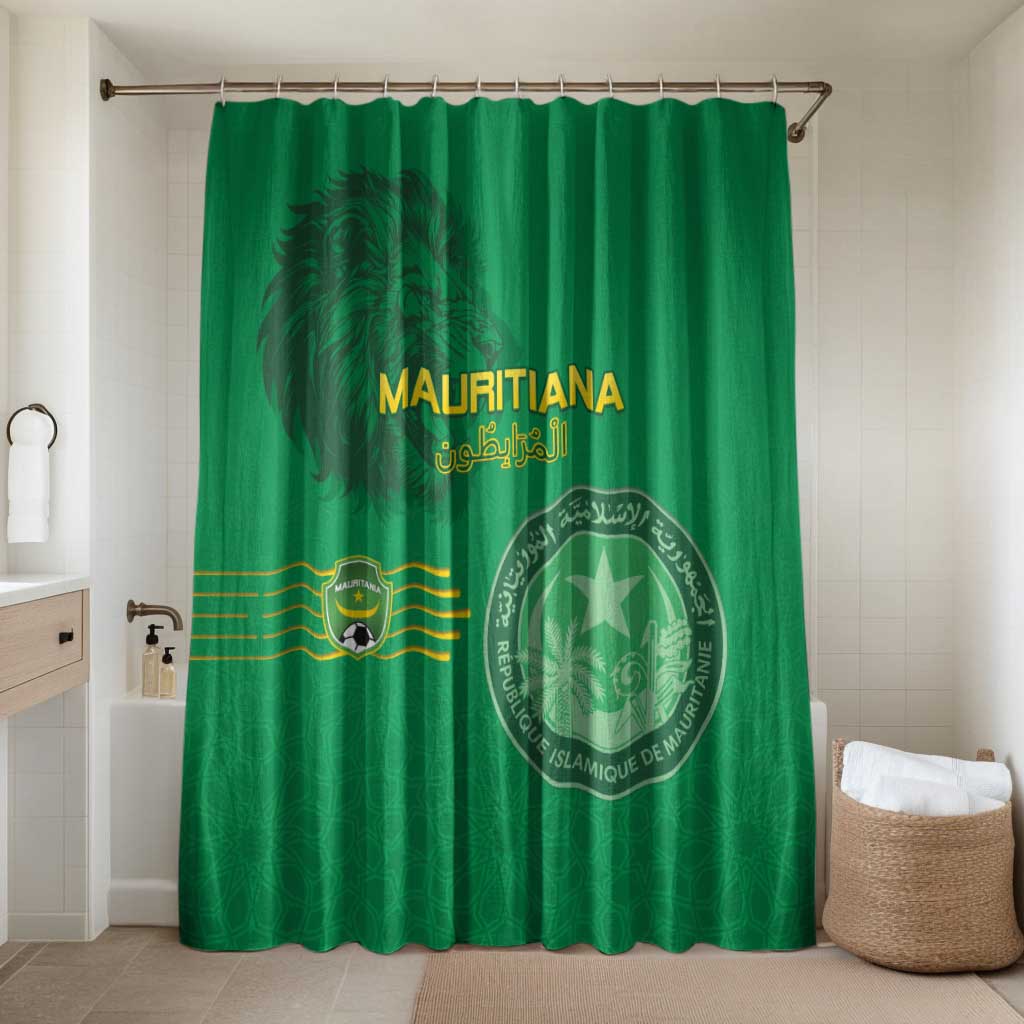 Mauritania Football Bathroom Set Coat Of Arms With Islamic Pattern
