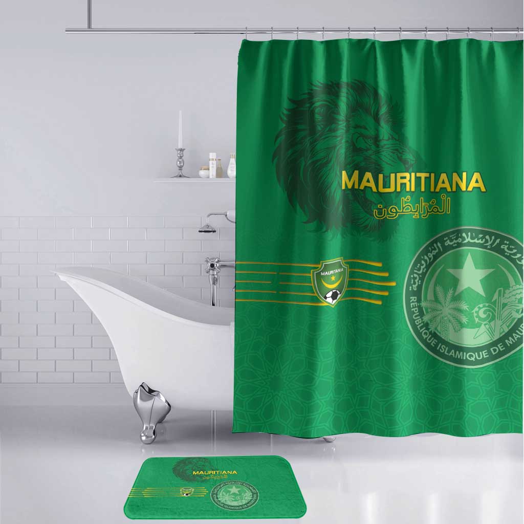 Mauritania Football Bathroom Set Coat Of Arms With Islamic Pattern