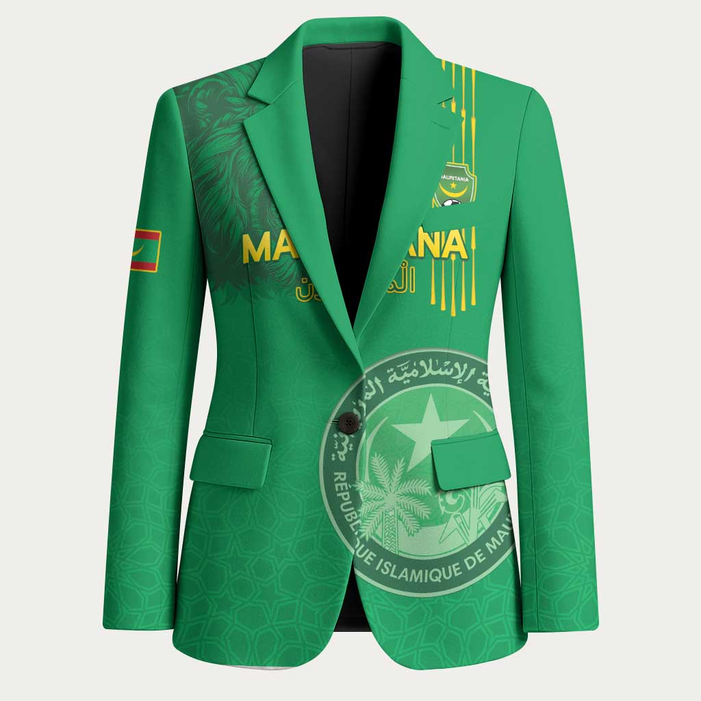 Custom Mauritania Football Blazer Coat Of Arms With Islamic Pattern
