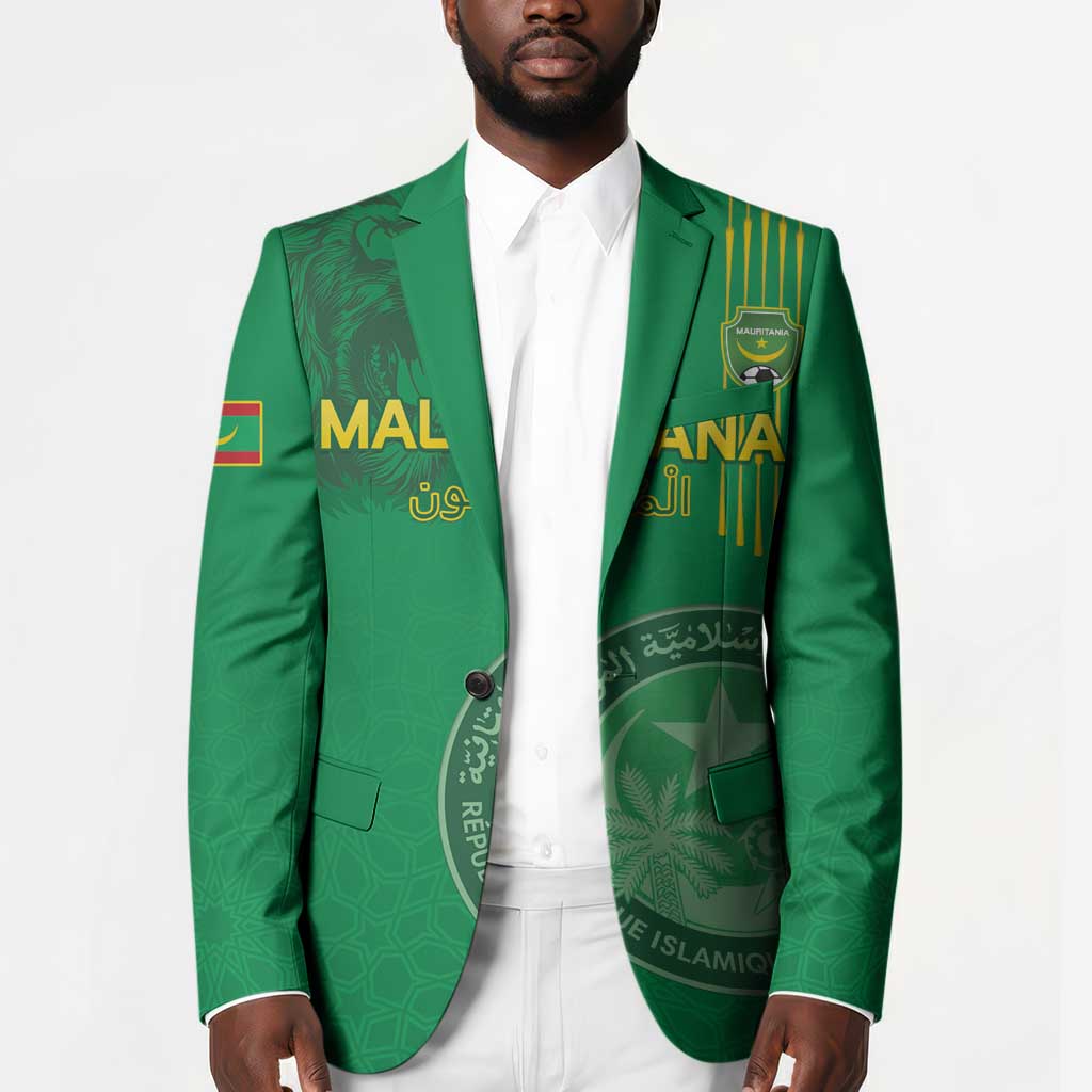 Custom Mauritania Football Blazer Coat Of Arms With Islamic Pattern