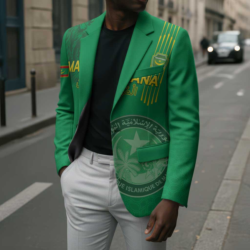 Custom Mauritania Football Blazer Coat Of Arms With Islamic Pattern