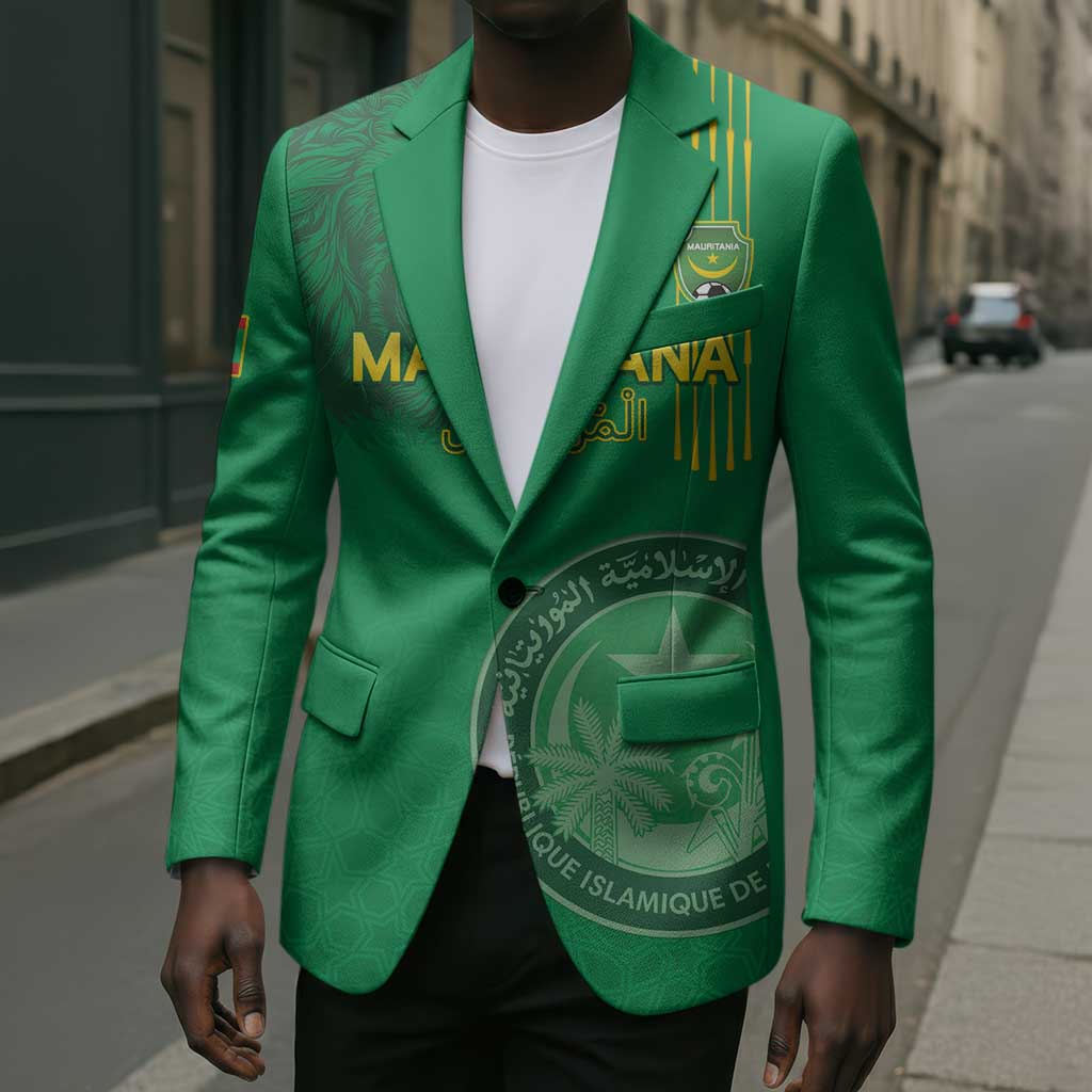 Custom Mauritania Football Blazer Coat Of Arms With Islamic Pattern