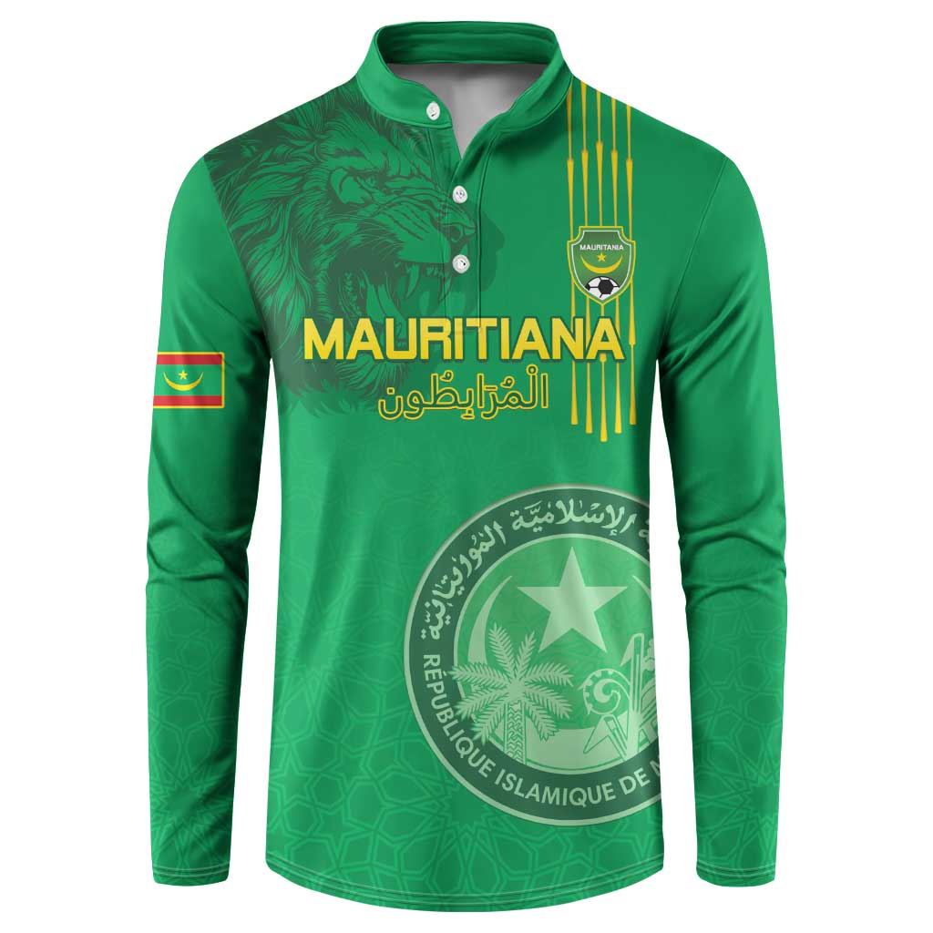 Custom Mauritania Football Button Sweatshirt Coat Of Arms With Islamic Pattern