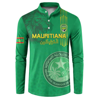 Custom Mauritania Football Button Sweatshirt Coat Of Arms With Islamic Pattern