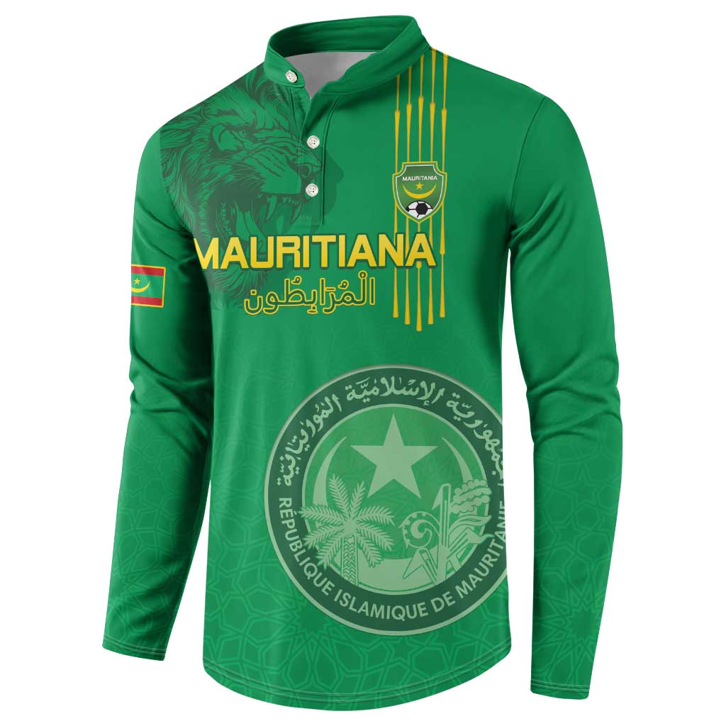 Custom Mauritania Football Button Sweatshirt Coat Of Arms With Islamic Pattern
