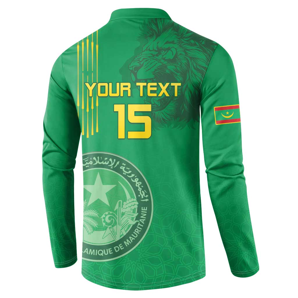 Custom Mauritania Football Button Sweatshirt Coat Of Arms With Islamic Pattern