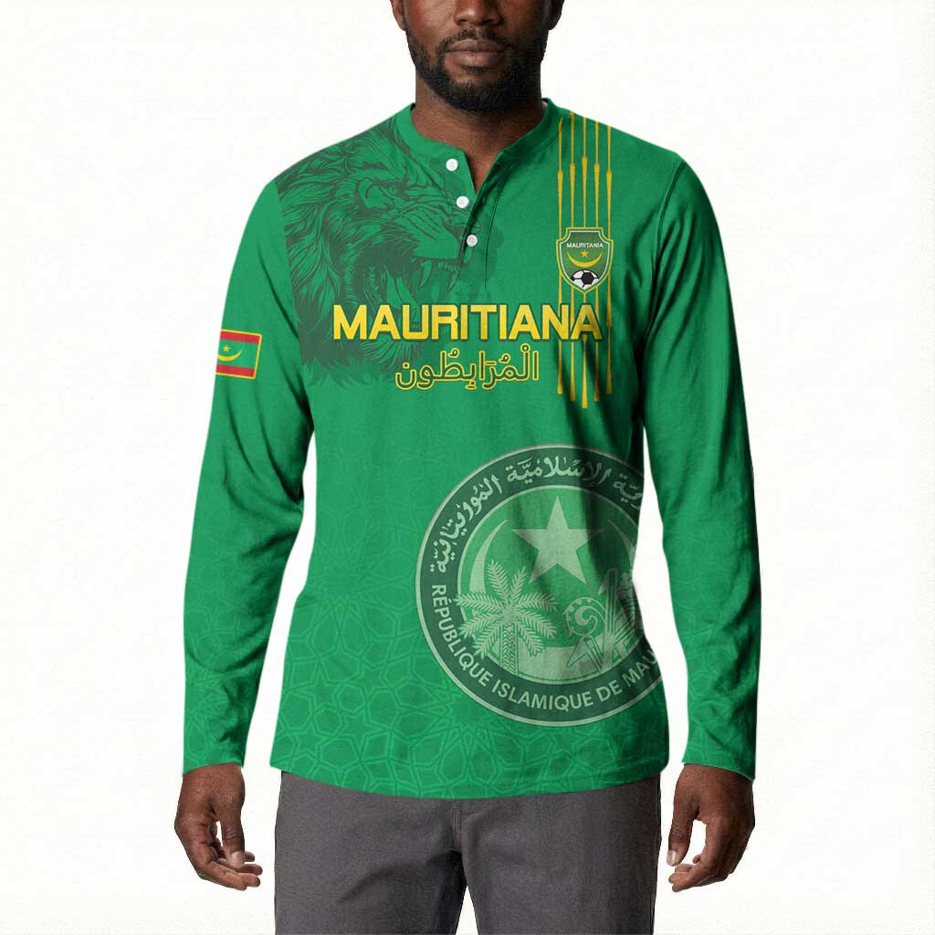 Custom Mauritania Football Button Sweatshirt Coat Of Arms With Islamic Pattern