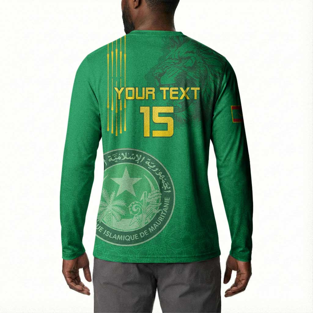 Custom Mauritania Football Button Sweatshirt Coat Of Arms With Islamic Pattern
