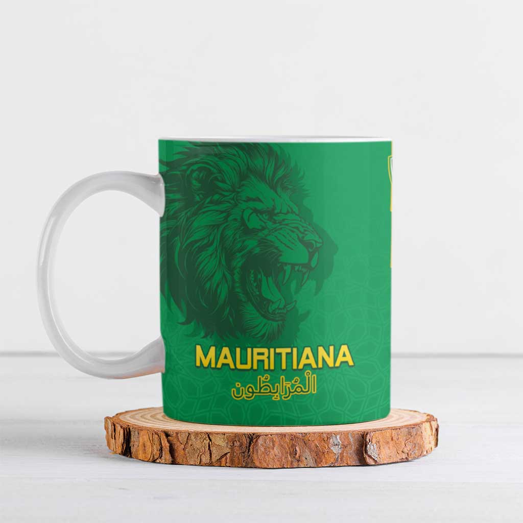 Custom Mauritania Football Ceramic Mug Coat Of Arms With Islamic Pattern