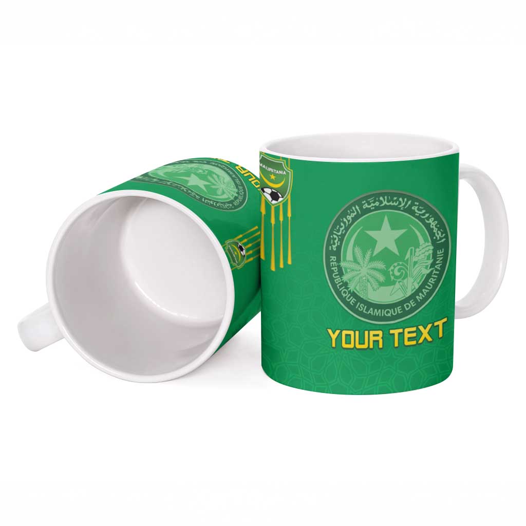 Custom Mauritania Football Ceramic Mug Coat Of Arms With Islamic Pattern