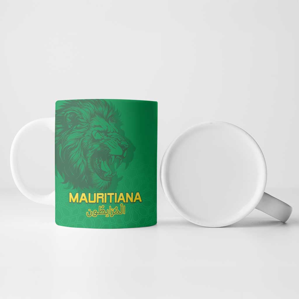 Custom Mauritania Football Ceramic Mug Coat Of Arms With Islamic Pattern