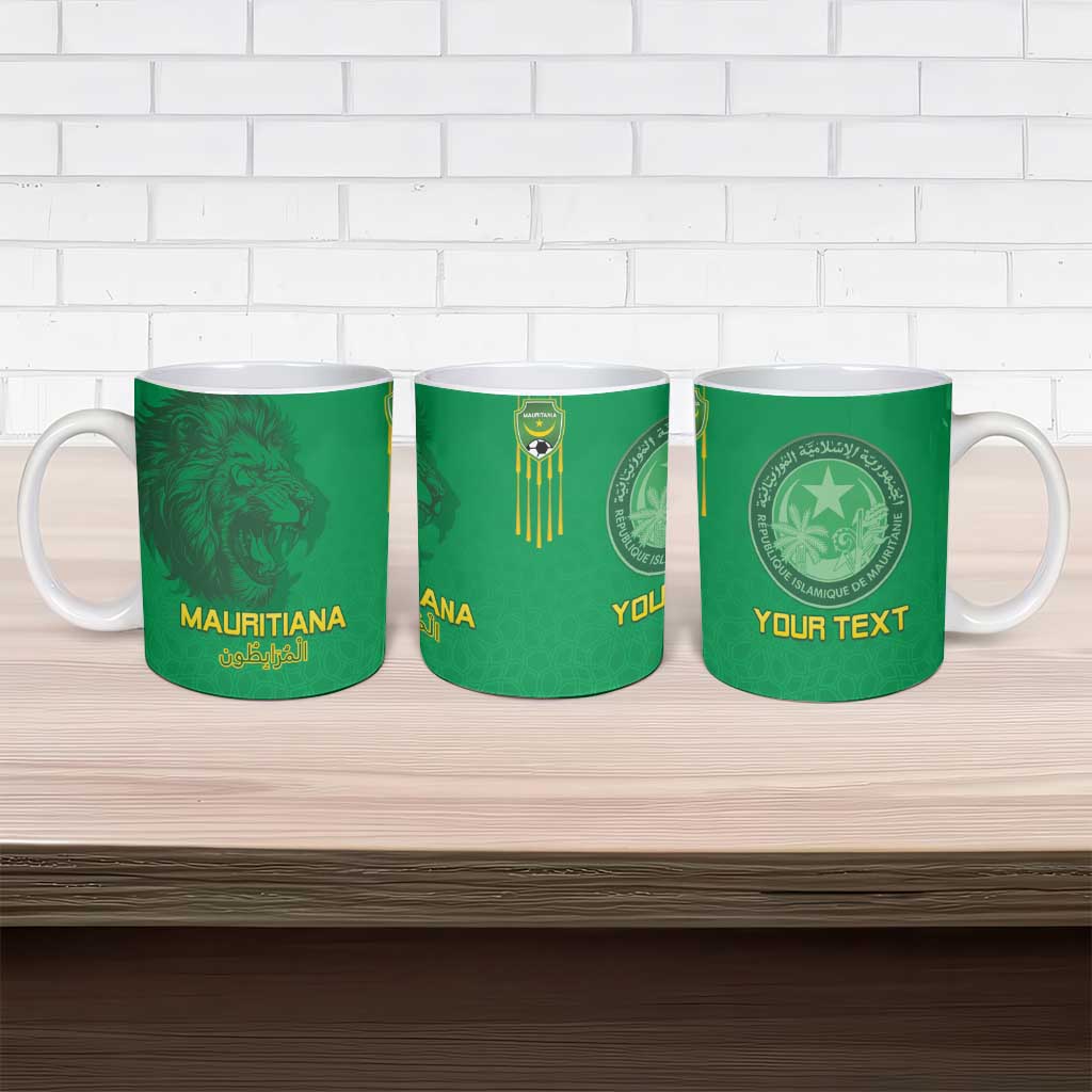Custom Mauritania Football Ceramic Mug Coat Of Arms With Islamic Pattern