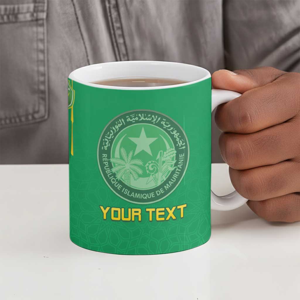 Custom Mauritania Football Ceramic Mug Coat Of Arms With Islamic Pattern