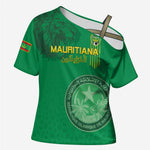 Custom Mauritania Football Cross Shoulder Shirt Coat Of Arms With Islamic Pattern