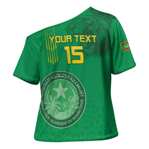 Custom Mauritania Football Cross Shoulder Shirt Coat Of Arms With Islamic Pattern