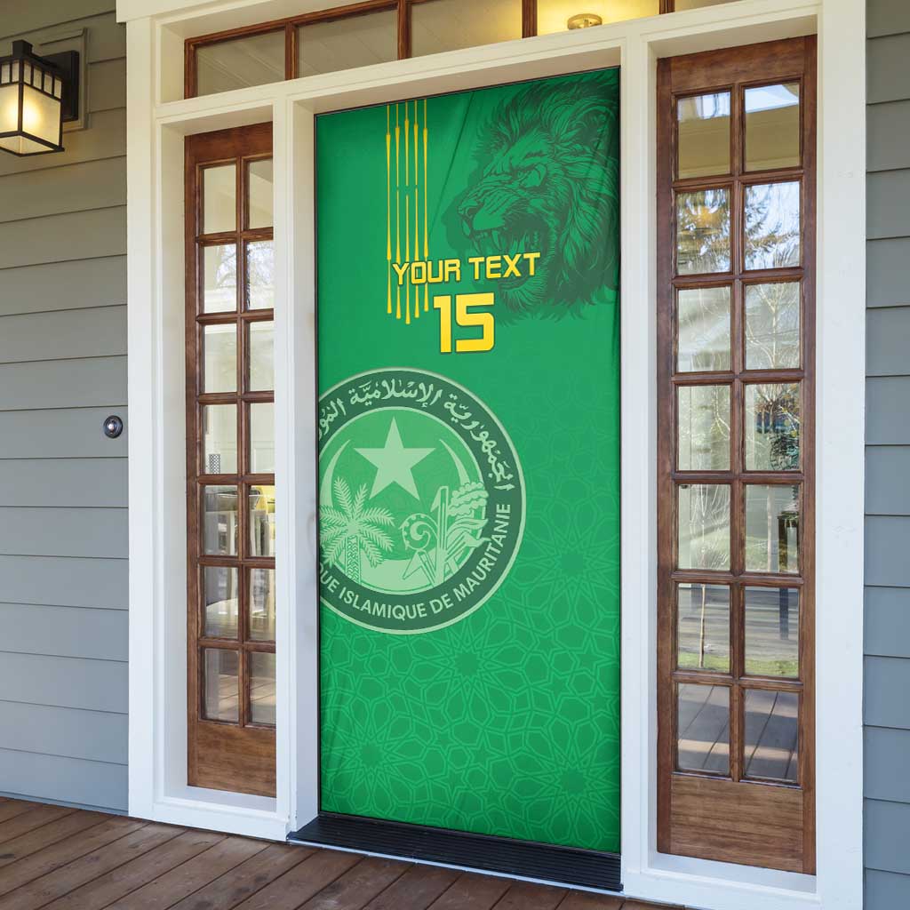 Custom Mauritania Football Door Cover Coat Of Arms With Islamic Pattern