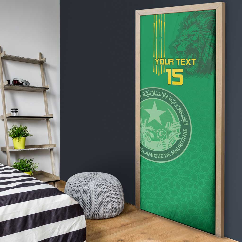 Custom Mauritania Football Door Cover Coat Of Arms With Islamic Pattern