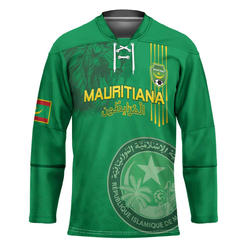 Custom Mauritania Football Hockey Jersey Coat Of Arms With Islamic Pattern