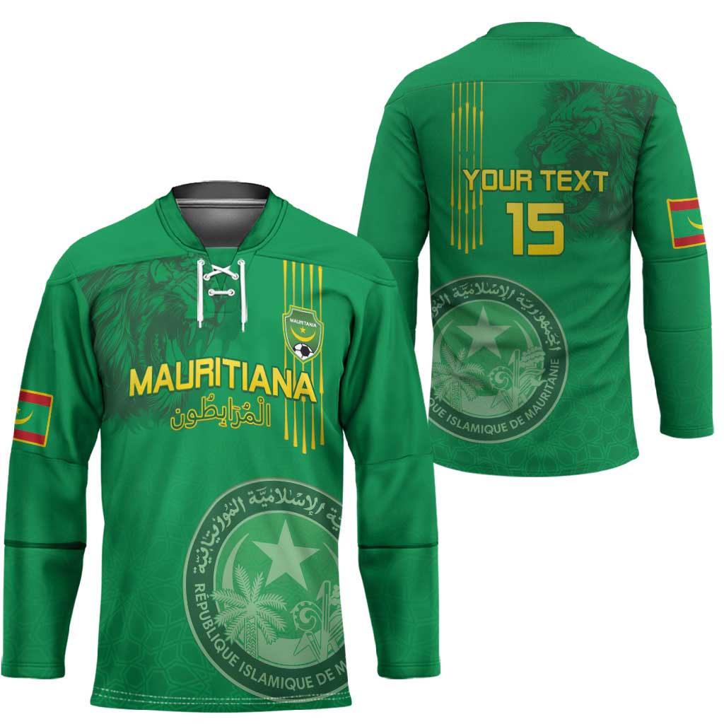 Custom Mauritania Football Hockey Jersey Coat Of Arms With Islamic Pattern