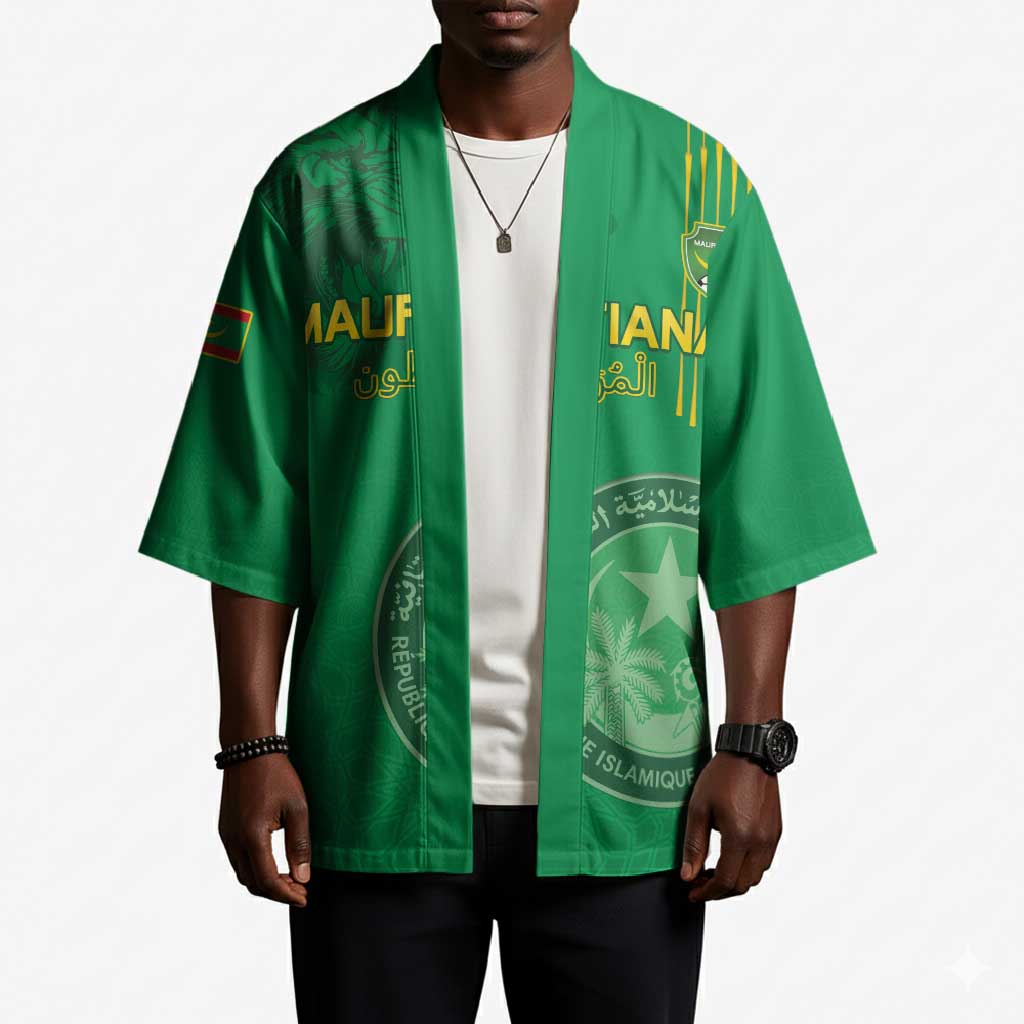 Custom Mauritania Football Kimono Coat Of Arms With Islamic Pattern