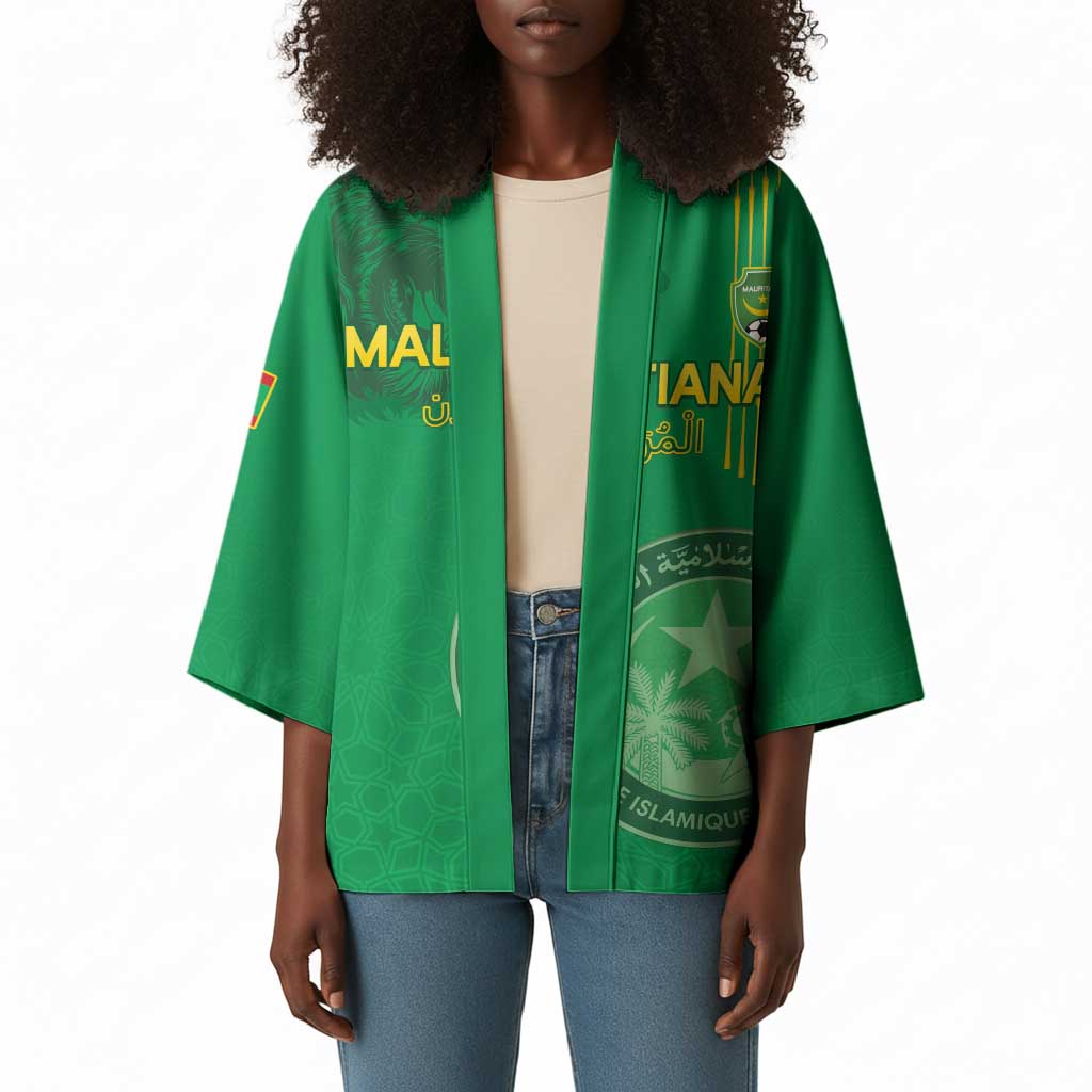 Custom Mauritania Football Kimono Coat Of Arms With Islamic Pattern