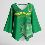 Custom Mauritania Football Kimono Sleeve Blouse Coat Of Arms With Islamic Pattern