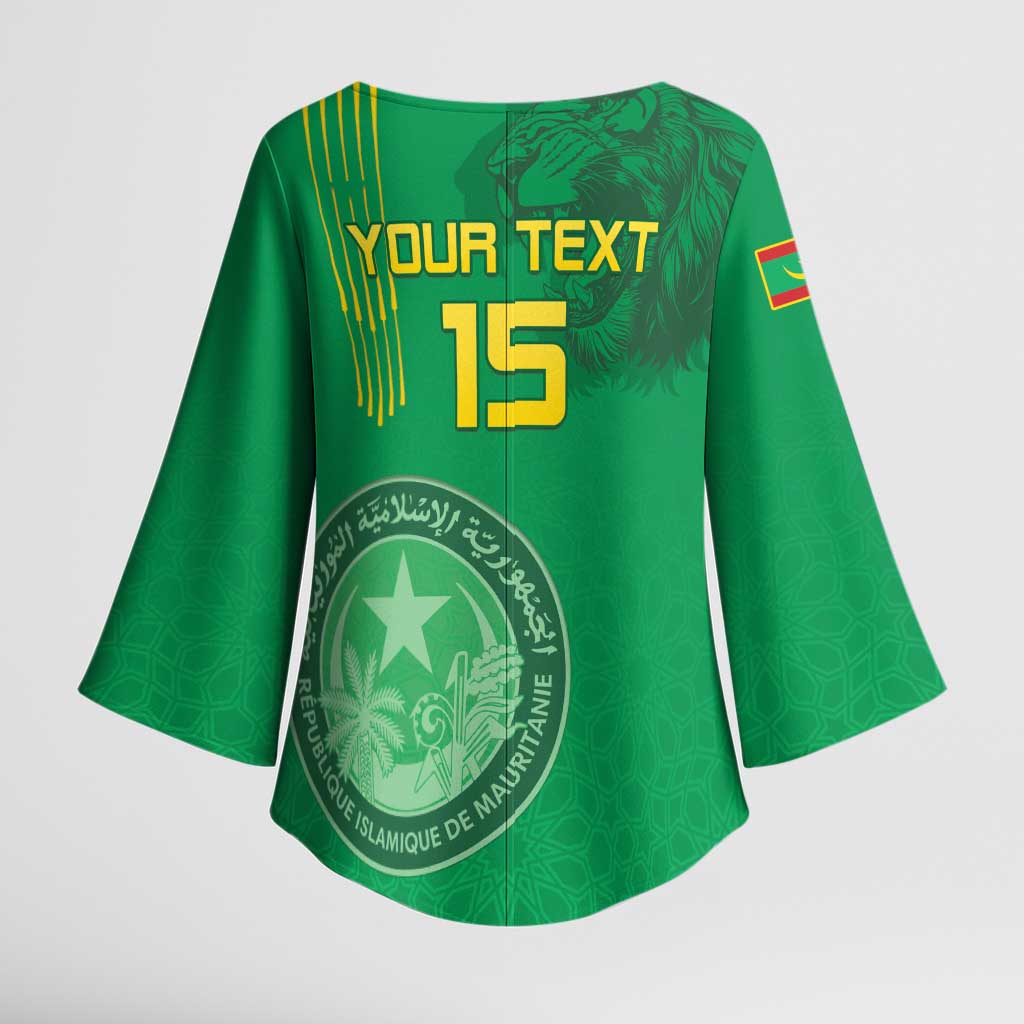 Custom Mauritania Football Kimono Sleeve Blouse Coat Of Arms With Islamic Pattern