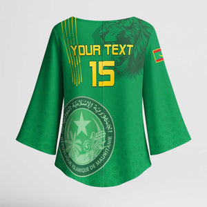 Custom Mauritania Football Kimono Sleeve Blouse Coat Of Arms With Islamic Pattern