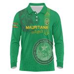 Afro Mauritania Football Custom Long Sleeve Polo Shirt Go Al-Murabitun - African Pride