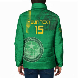 Custom Mauritania Football Padded Jacket Coat Of Arms With Islamic Pattern