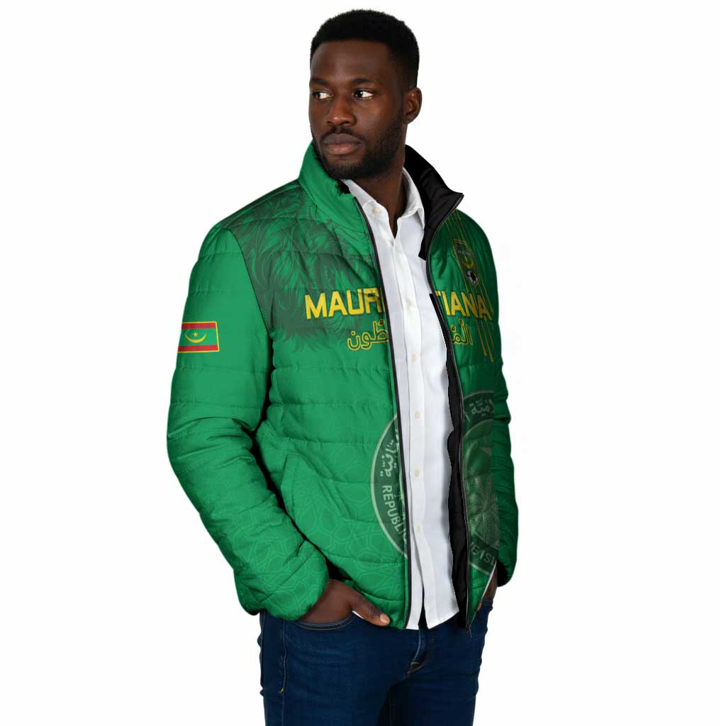 Custom Mauritania Football Padded Jacket Coat Of Arms With Islamic Pattern
