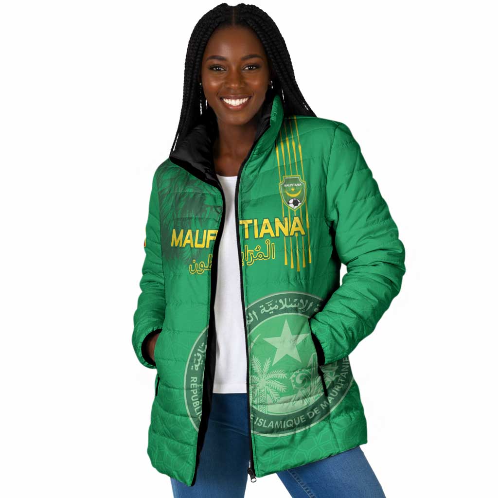 Custom Mauritania Football Padded Jacket Coat Of Arms With Islamic Pattern