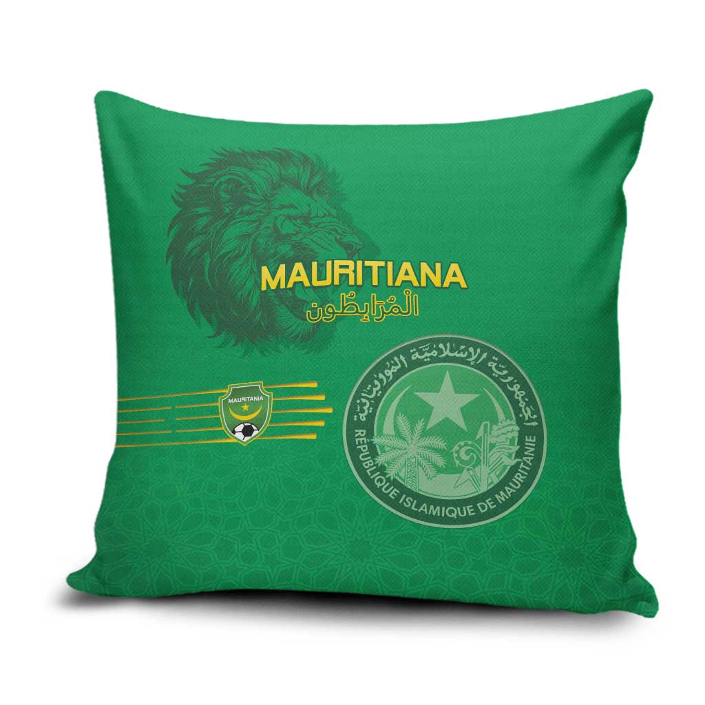 Mauritania Football Pillow Cover Coat Of Arms With Islamic Pattern