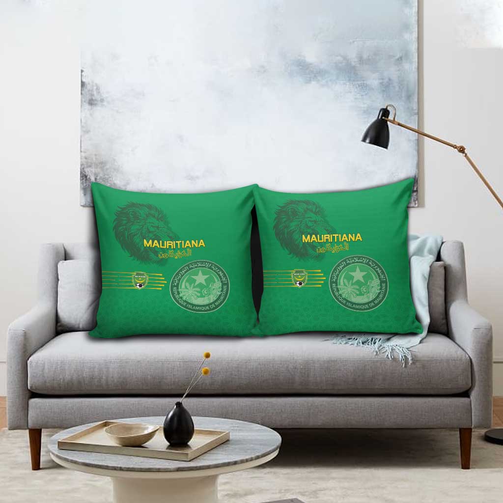 Mauritania Football Pillow Cover Coat Of Arms With Islamic Pattern