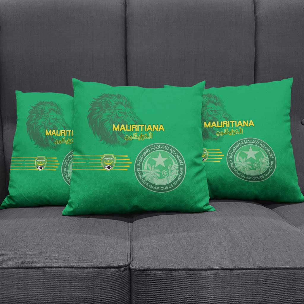 Mauritania Football Pillow Cover Coat Of Arms With Islamic Pattern