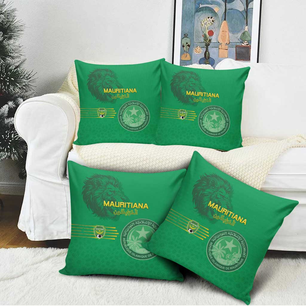 Mauritania Football Pillow Cover Coat Of Arms With Islamic Pattern