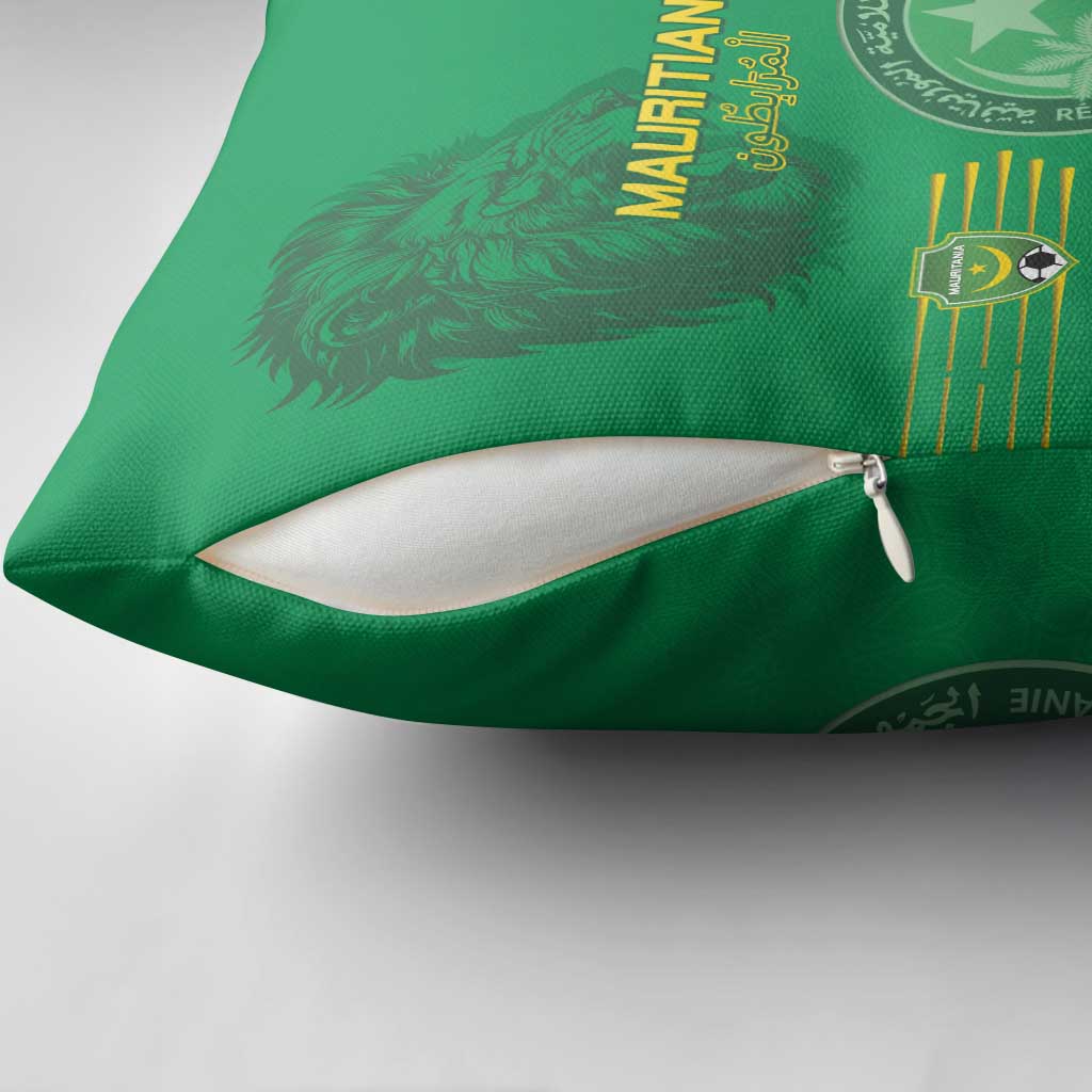 Mauritania Football Pillow Cover Coat Of Arms With Islamic Pattern