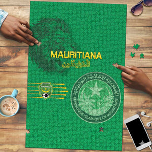 Mauritania Football Puzzle Coat Of Arms With Islamic Pattern