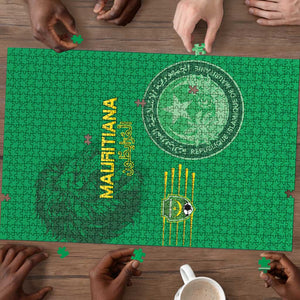Mauritania Football Puzzle Coat Of Arms With Islamic Pattern