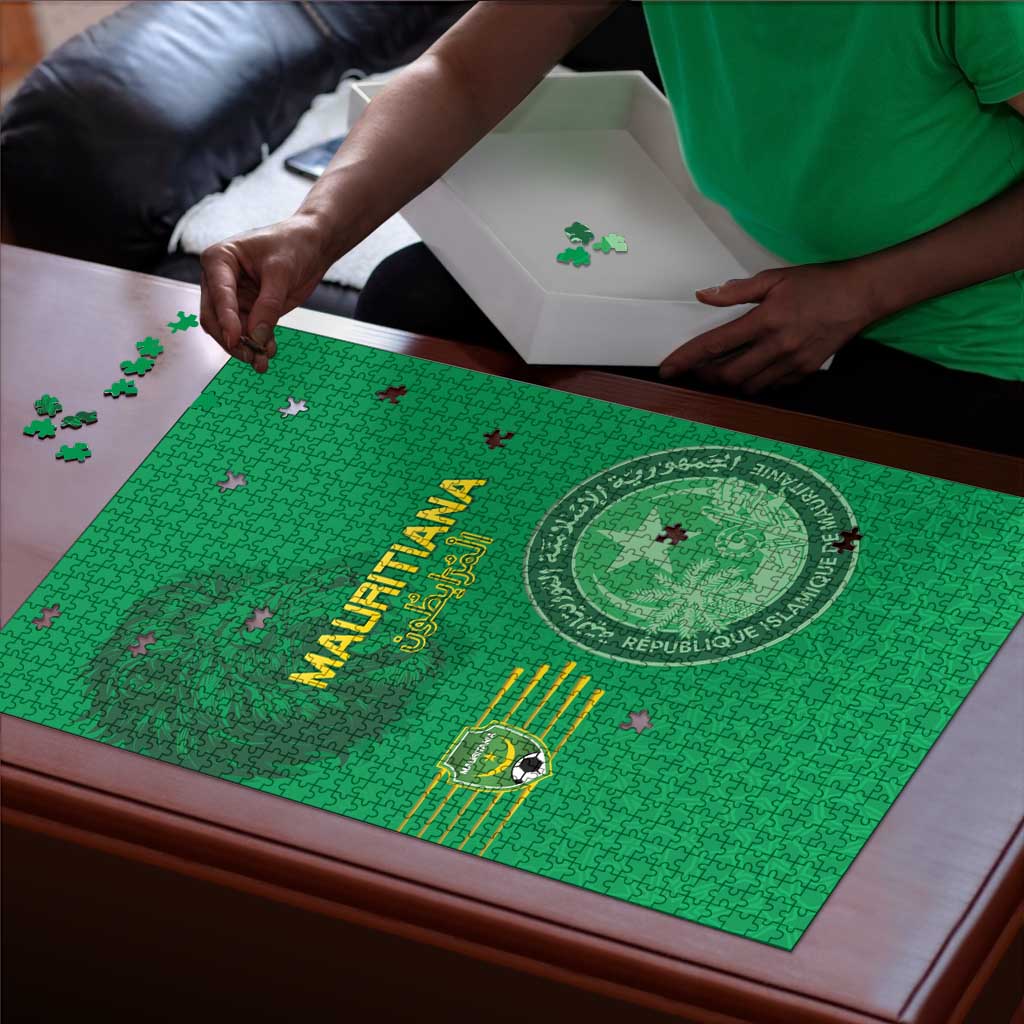 Mauritania Football Puzzle Coat Of Arms With Islamic Pattern