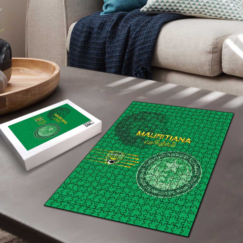 Mauritania Football Puzzle Coat Of Arms With Islamic Pattern