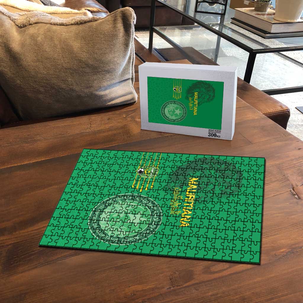 Mauritania Football Puzzle Coat Of Arms With Islamic Pattern