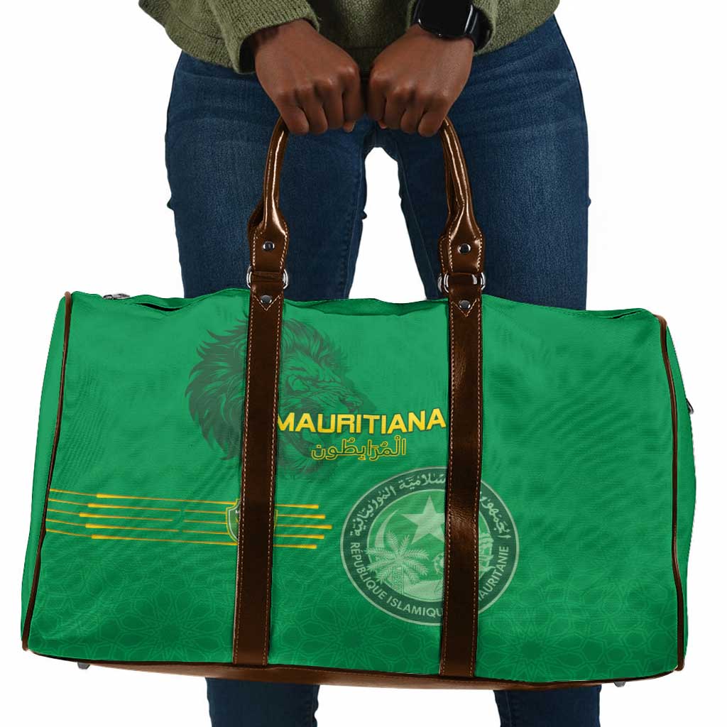 Mauritania Football Travel Bag Coat Of Arms With Islamic Pattern