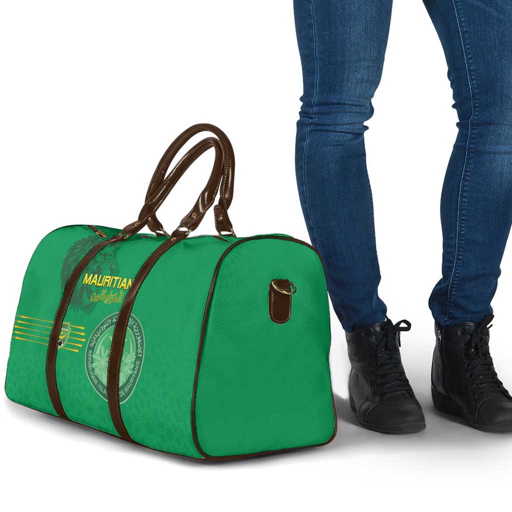 Mauritania Football Travel Bag Coat Of Arms With Islamic Pattern