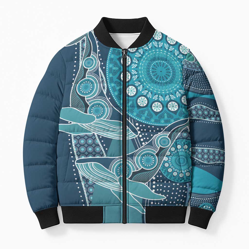 Personalized South Africa Whale Fes Bomber Puffer Jacket African Shwe Shwe Pattern