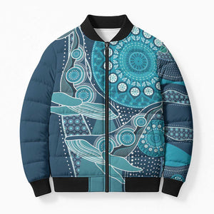 Personalized South Africa Whale Fes Bomber Puffer Jacket African Shwe Shwe Pattern
