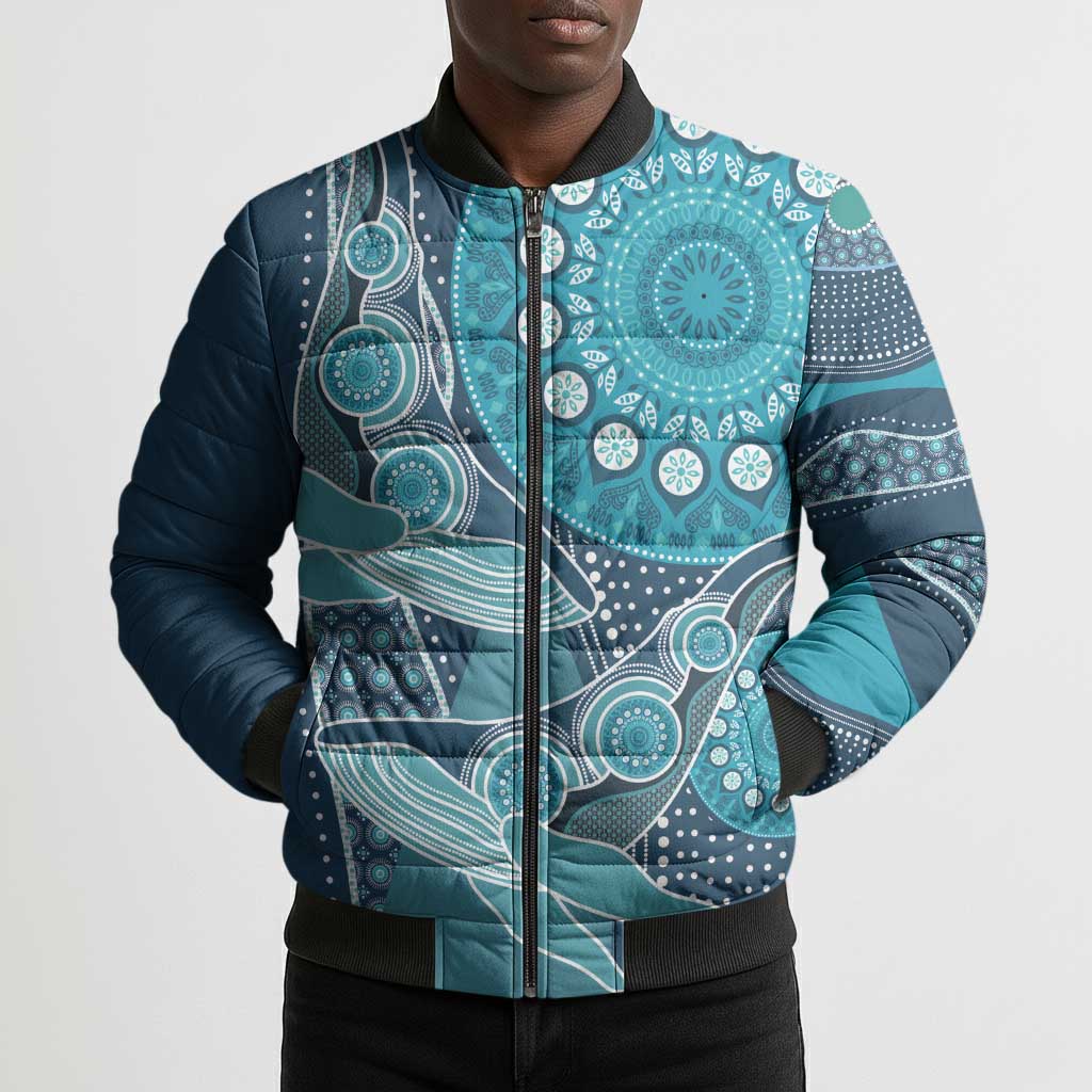 Personalized South Africa Whale Fes Bomber Puffer Jacket African Shwe Shwe Pattern