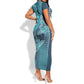 South Africa Whale Festival Personalized Short Sleeve Bodycon Dress African Shwe Shwe Pattern - African Pride