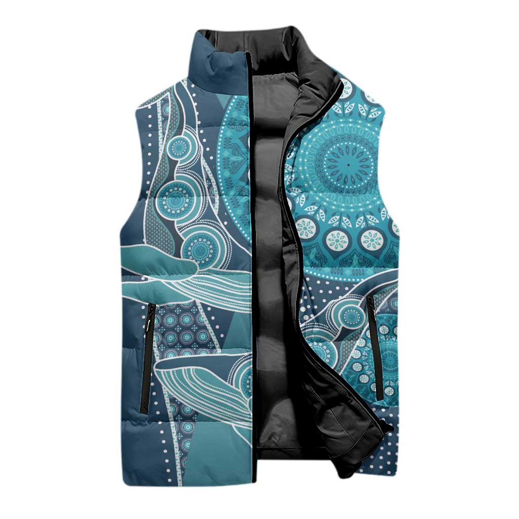 Personalized South Africa Whale Fes Sleeveless Puffer Jacket African Shwe Shwe Pattern