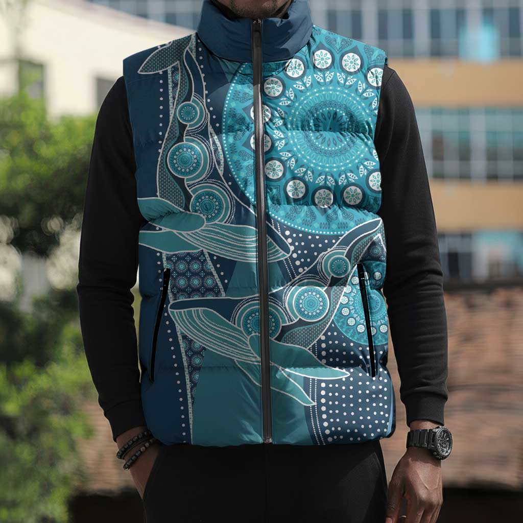 Personalized South Africa Whale Fes Sleeveless Puffer Jacket African Shwe Shwe Pattern